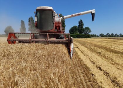 Het eerste werk met de combine 